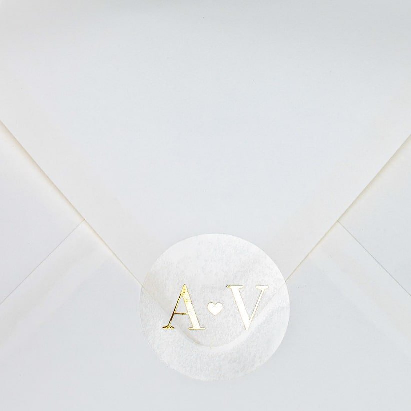 "Paméla - Sticker" - Faire-part de mariage chic, élégant et romantique avec dorure or - Wedding stationery - Création Luxe Carterie Studio