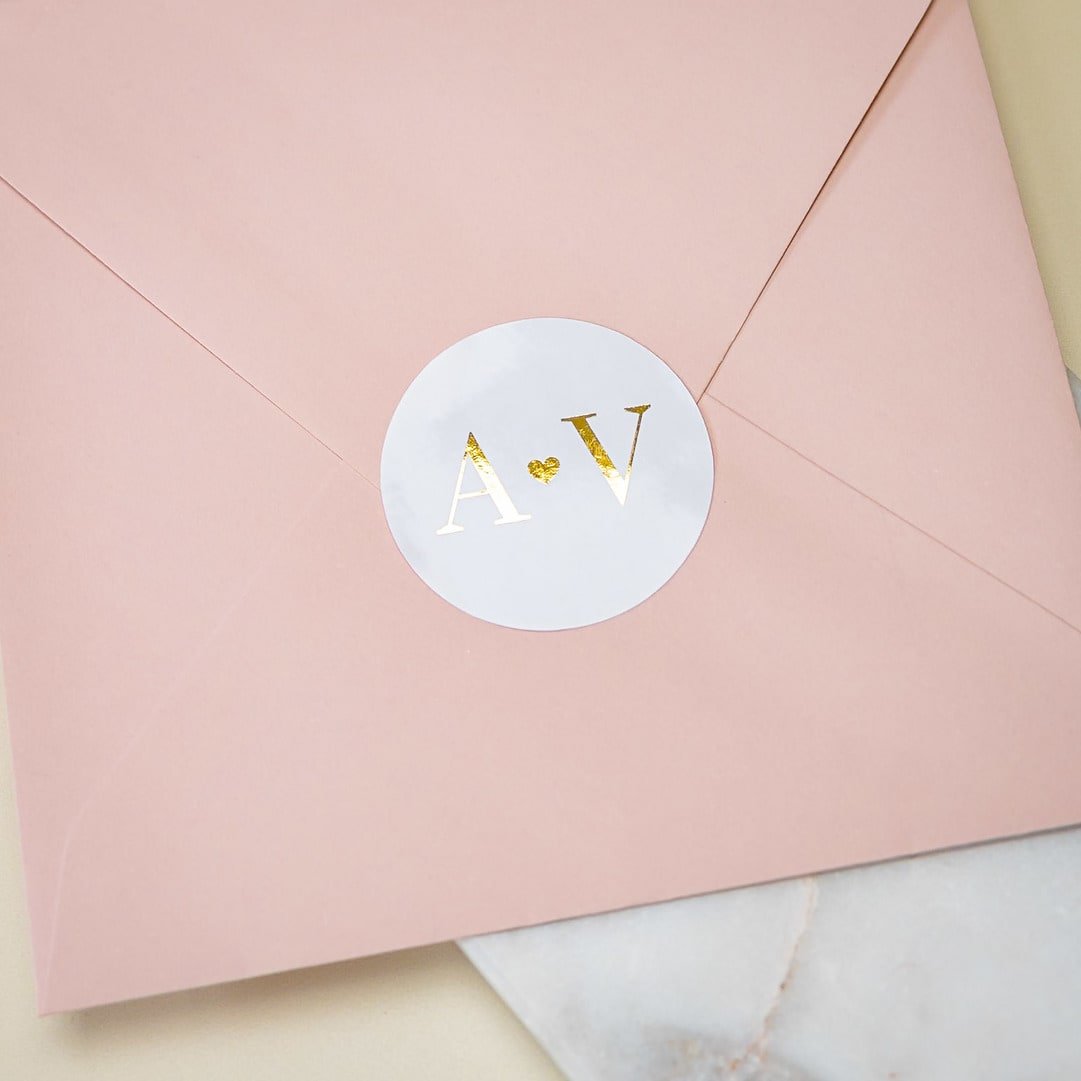 "Paméla - Sticker" - Faire-part de mariage chic, élégant et romantique avec dorure or - Wedding stationery - Création Luxe Carterie Studio