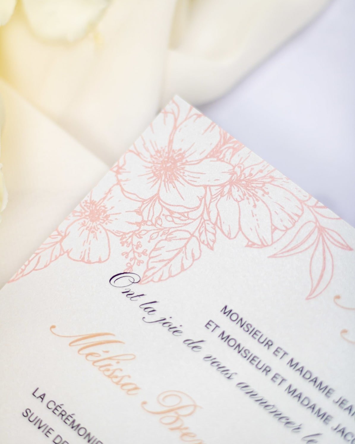 "Parme" - Faire-part de mariage fleuris élégant et romantique avec dorure or et wax seal – Wedding stationery - Création Luxe Carterie Studio