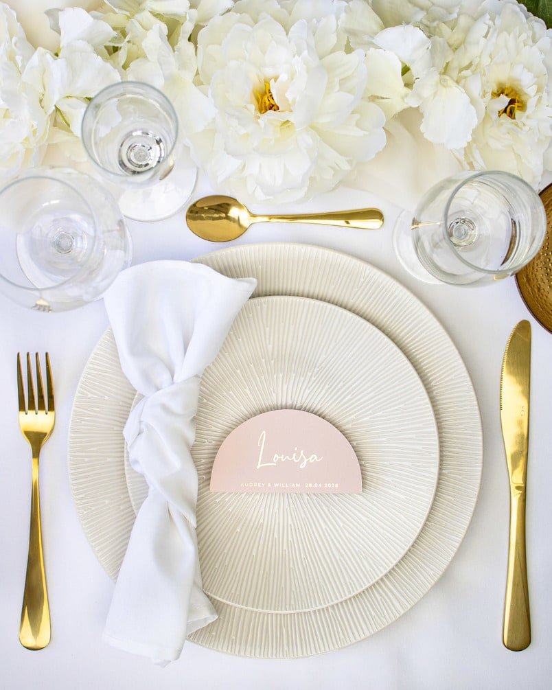 "Paula - Marque-place" – Marque-place chic, élégant et romantique avec dorure or pour réception de mariage – Papeterie de mariage - Wedding stationery - Création Luxe Carterie Studio