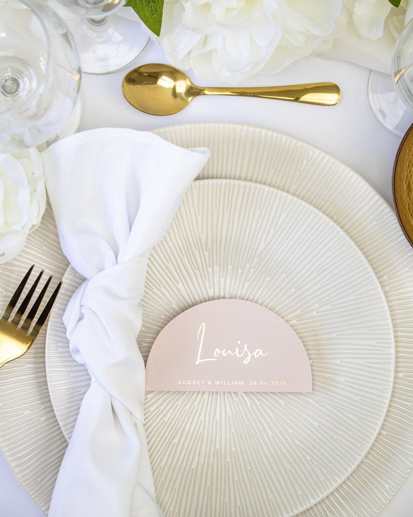 "Paula - Marque-place" – Marque-place chic, élégant et romantique avec dorure or pour réception de mariage – Papeterie de mariage - Wedding stationery - Création Luxe Carterie Studio