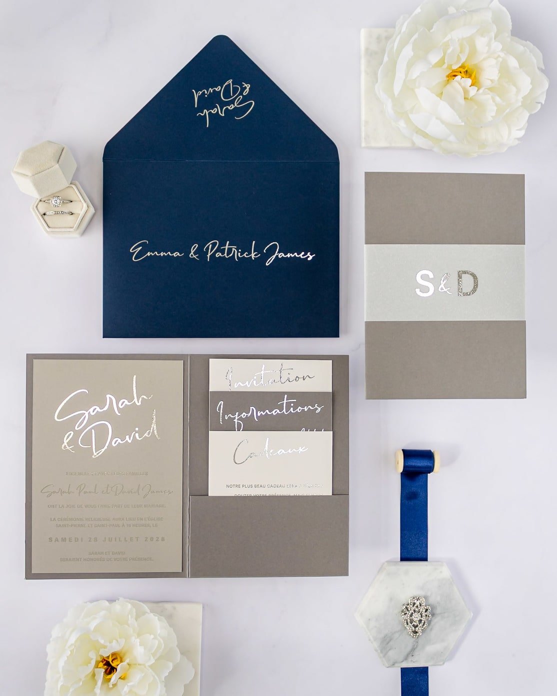 "Penny" - Faire-part de mariage moderne, chic et élégant avec dorure or – Wedding stationery - Création Luxe Carterie Studio