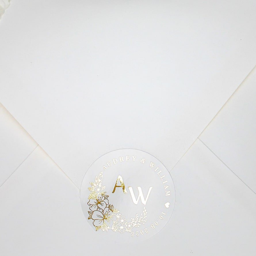 "Perla - Sticker" - Faire-part de mariage chic, élégant et romantique avec dorure or - Wedding stationery - Création Luxe Carterie Studio