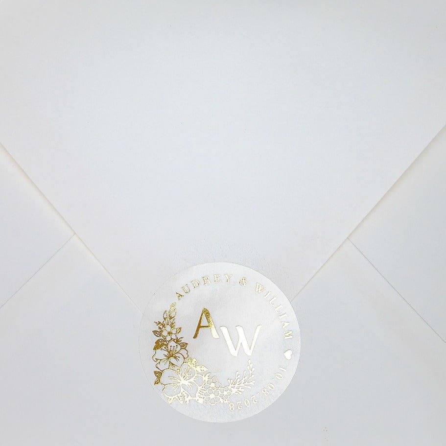 "Perla - Sticker" - Faire-part de mariage chic, élégant et romantique avec dorure or - Wedding stationery - Création Luxe Carterie Studio