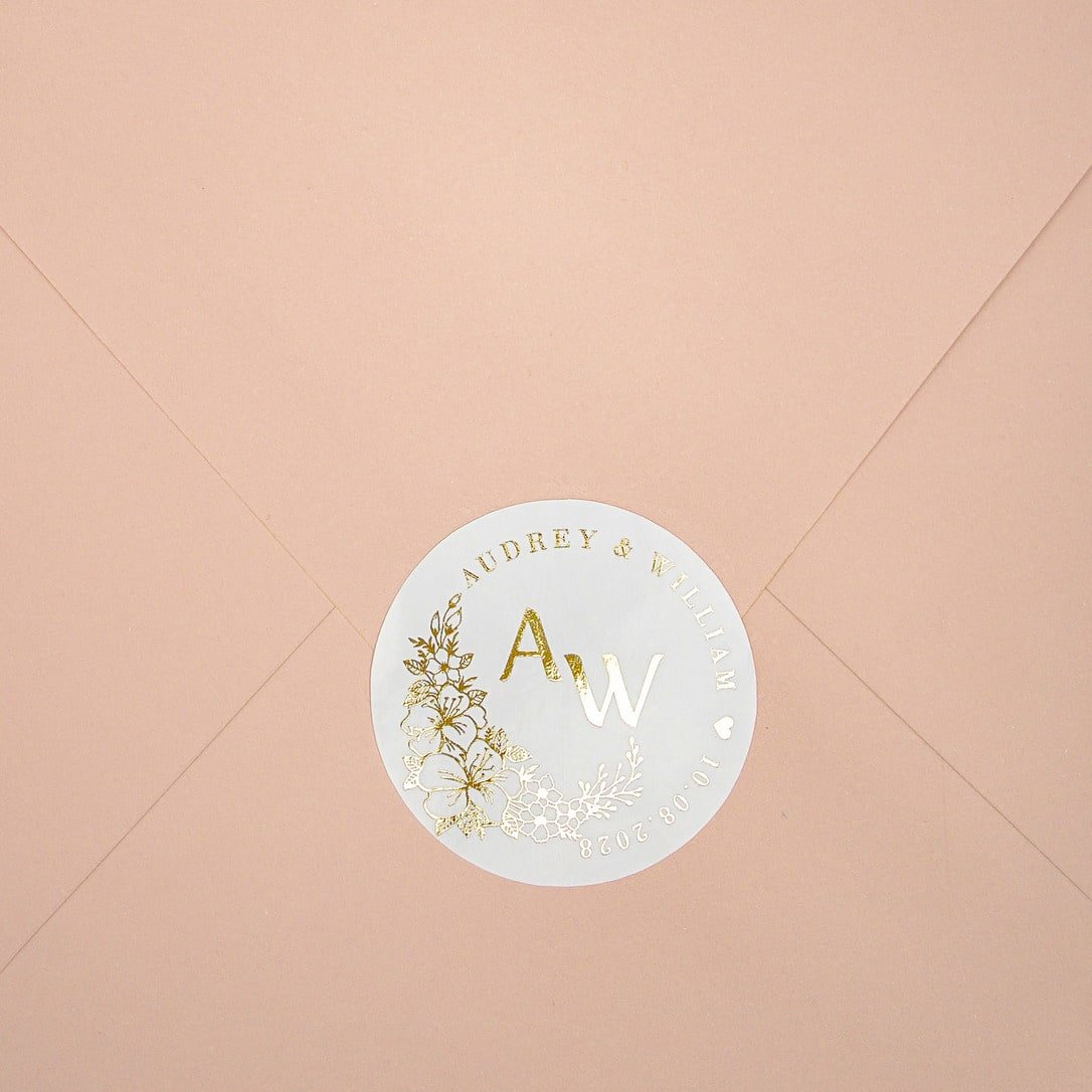 "Perla - Sticker" - Faire-part de mariage chic, élégant et romantique avec dorure or - Wedding stationery - Création Luxe Carterie Studio