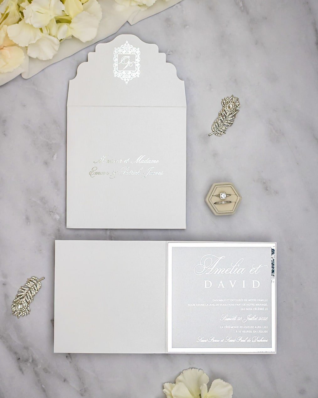 "Poppy" - Faire-part de mariage chic, élégant et romantique avec dorure or - Wedding stationery - Création Luxe Carterie Studio