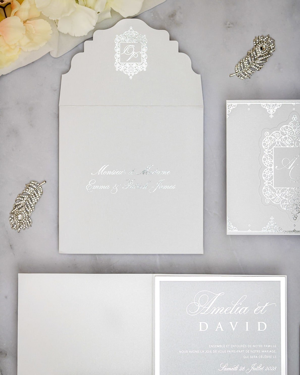 "Poppy" - Faire-part de mariage chic, élégant et romantique avec dorure or - Wedding stationery - Création Luxe Carterie Studio