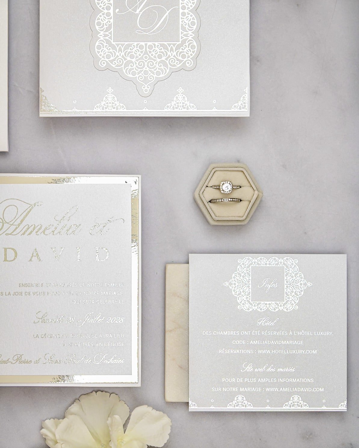 "Poppy" - Faire-part de mariage chic, élégant et romantique avec dorure or - Wedding stationery - Création Luxe Carterie Studio