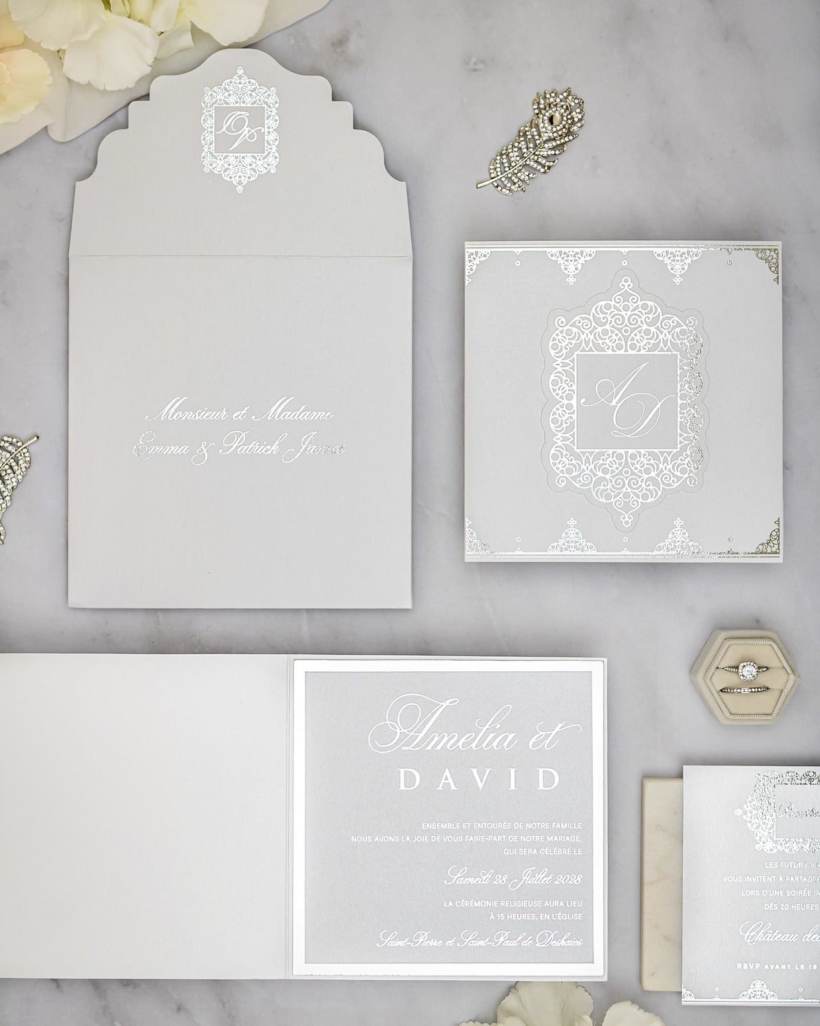 "Poppy" - Faire-part de mariage chic, élégant et romantique avec dorure or - Wedding stationery - Création Luxe Carterie Studio
