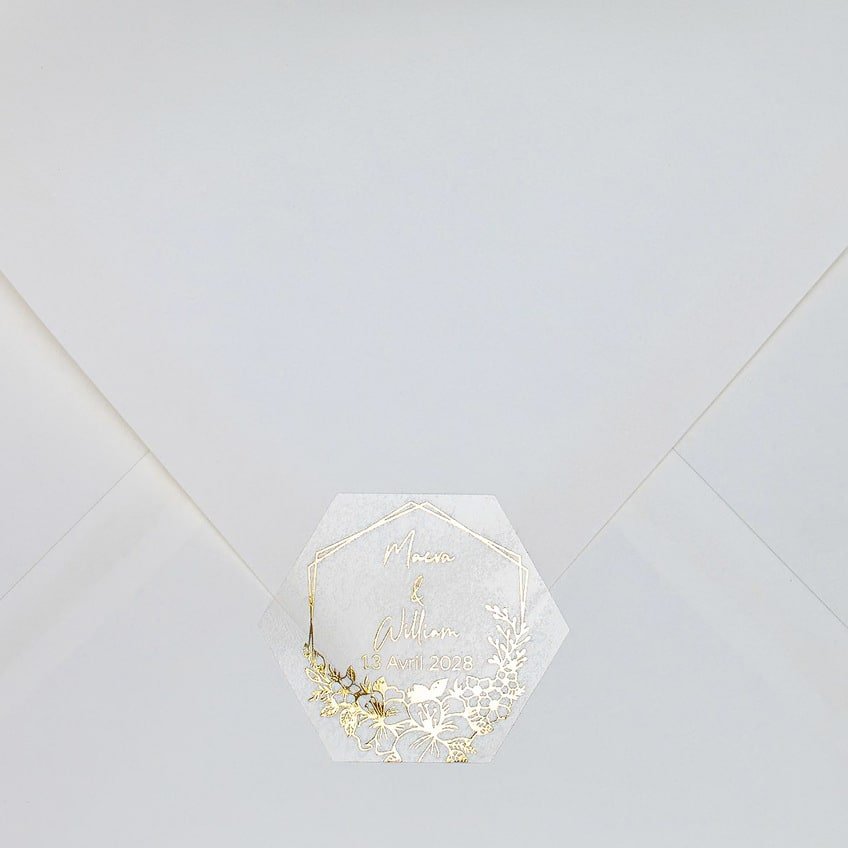 "Prisca - Sticker" - Faire-part de mariage chic, élégant et romantique avec dorure or - Wedding stationery - Création Luxe Carterie Studio
