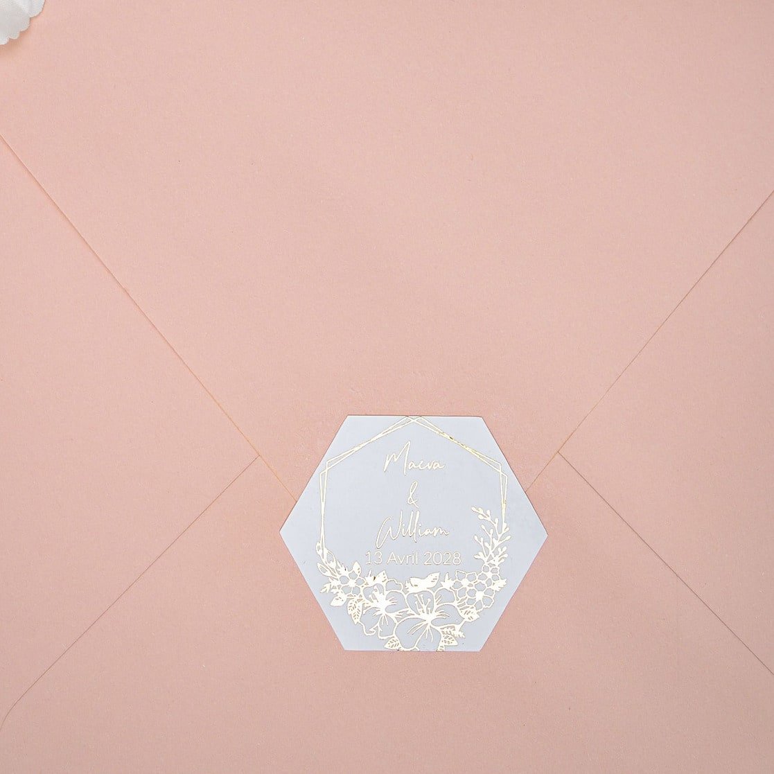 "Prisca - Sticker" - Faire-part de mariage chic, élégant et romantique avec dorure or - Wedding stationery - Création Luxe Carterie Studio