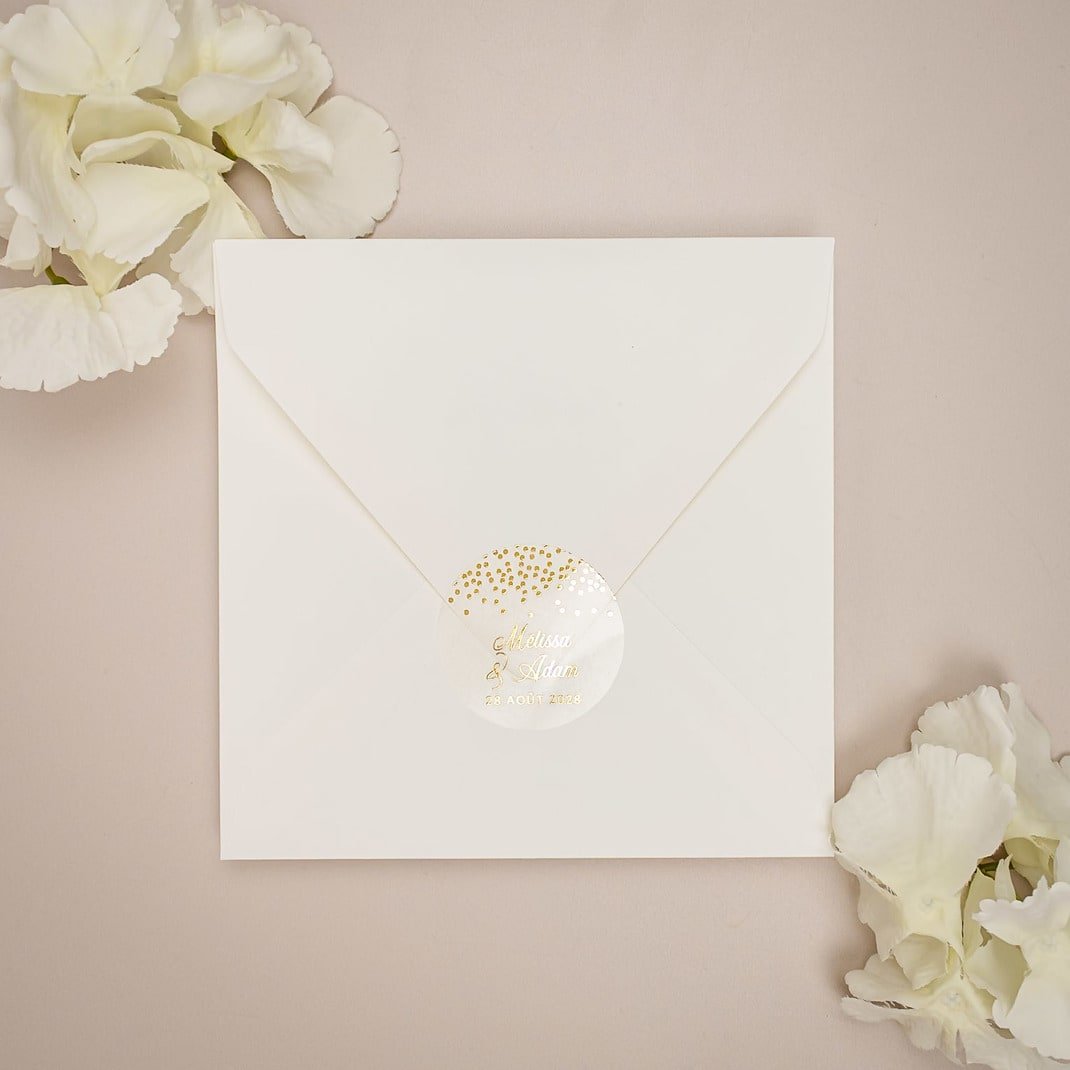 "Prune - Sticker" - Faire-part de mariage chic, élégant et romantique avec dorure or - Wedding stationery - Création Luxe Carterie Studio