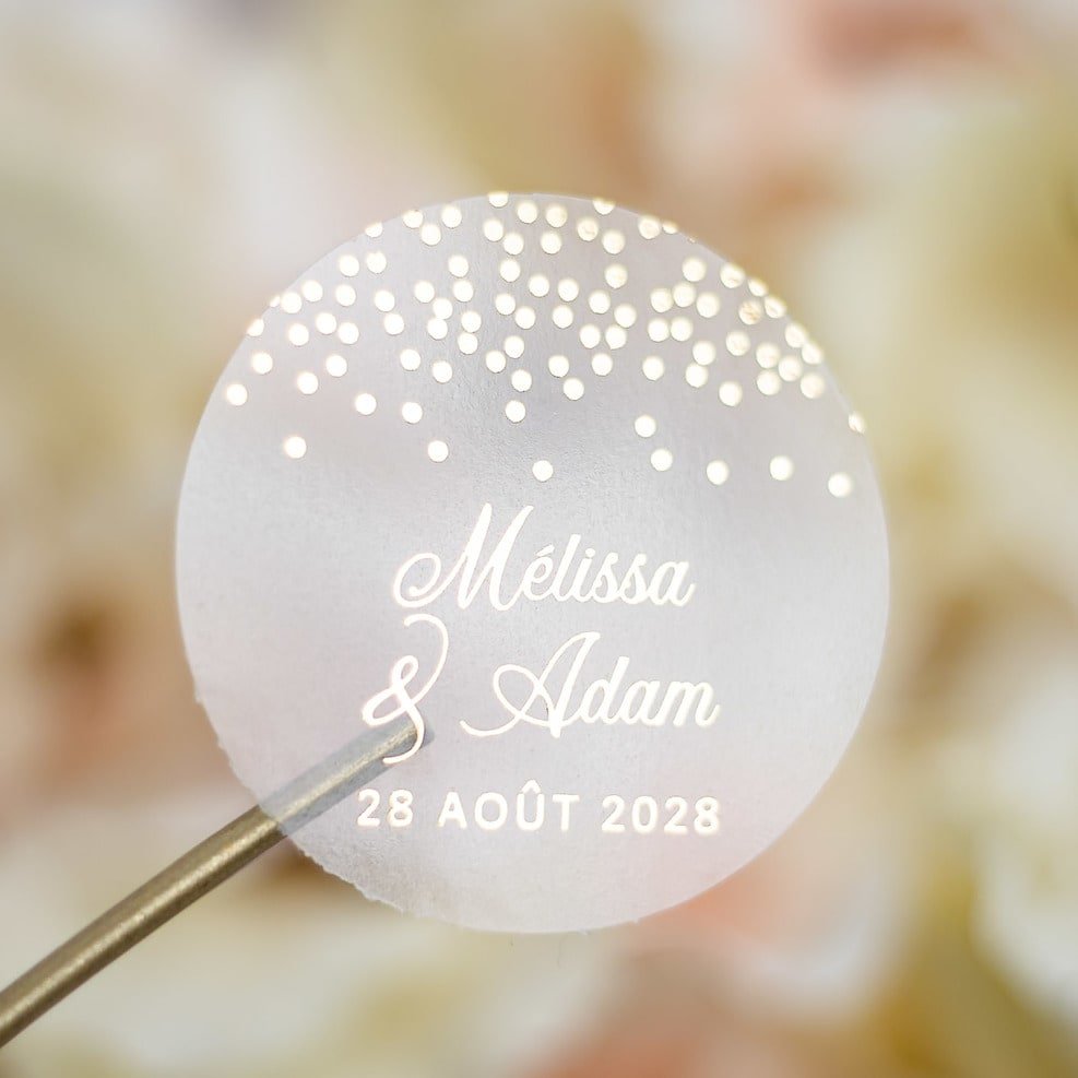 "Prune - Sticker" - Faire-part de mariage chic, élégant et romantique avec dorure or - Wedding stationery - Création Luxe Carterie Studio