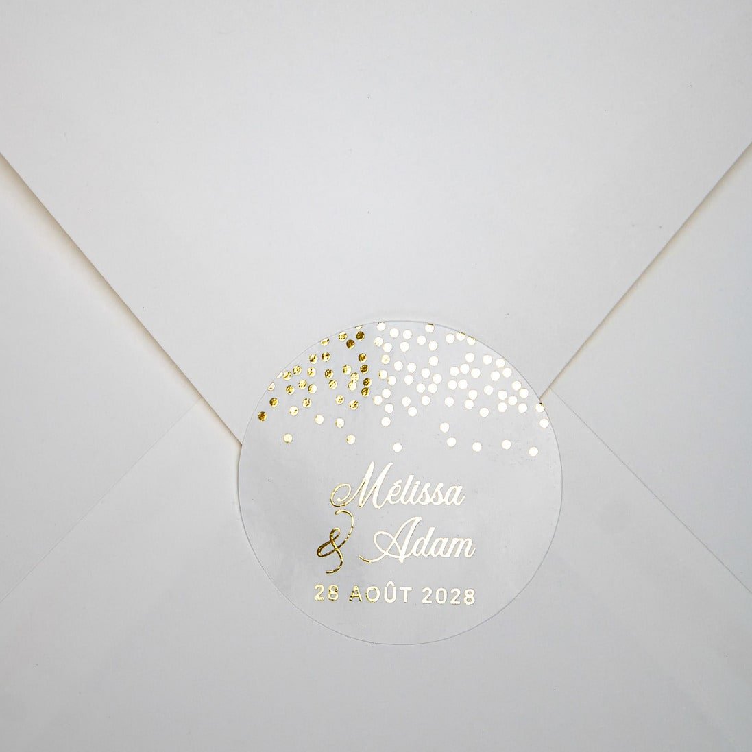 "Prune - Sticker" - Faire-part de mariage chic, élégant et romantique avec dorure or - Wedding stationery - Création Luxe Carterie Studio
