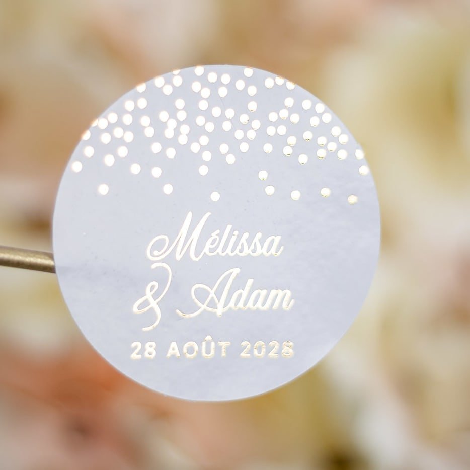 "Prune - Sticker" - Faire-part de mariage chic, élégant et romantique avec dorure or - Wedding stationery - Création Luxe Carterie Studio