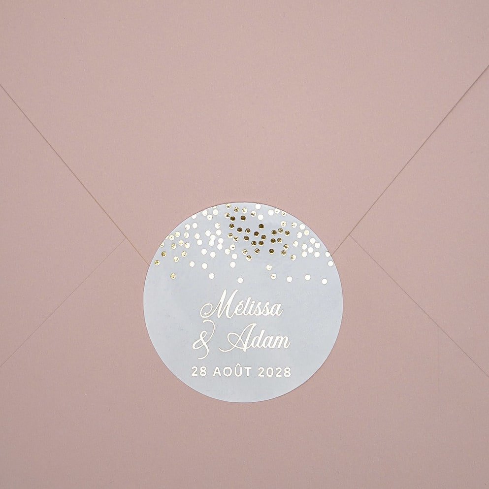 "Prune - Sticker" - Faire-part de mariage chic, élégant et romantique avec dorure or - Wedding stationery - Création Luxe Carterie Studio