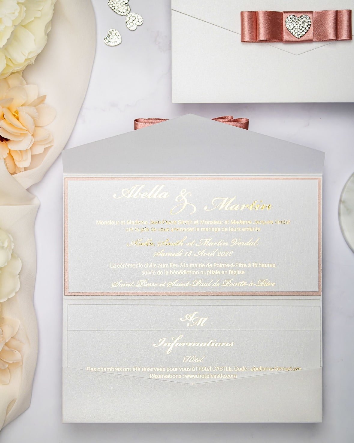 "Rachel" - Faire-part de mariage chic, élégant et romantique avec dorure or - Wedding stationery - Création Luxe Carterie Studio