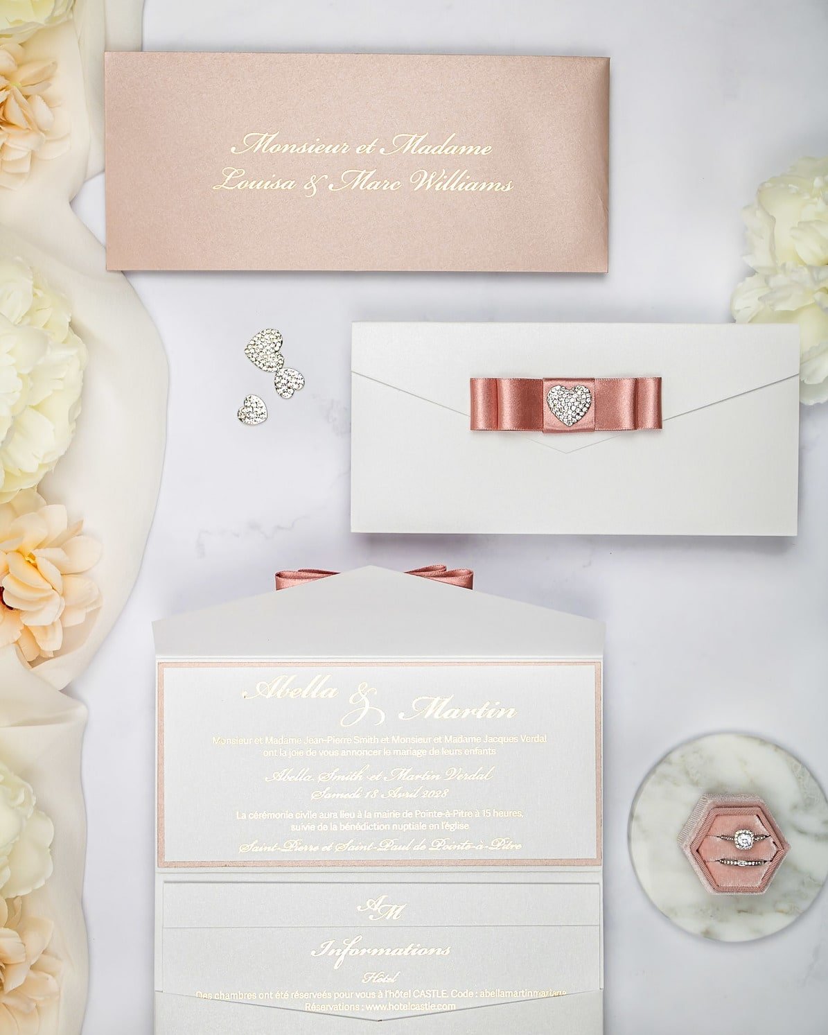 "Rachel" - Faire-part de mariage chic, élégant et romantique avec dorure or - Wedding stationery - Création Luxe Carterie Studio