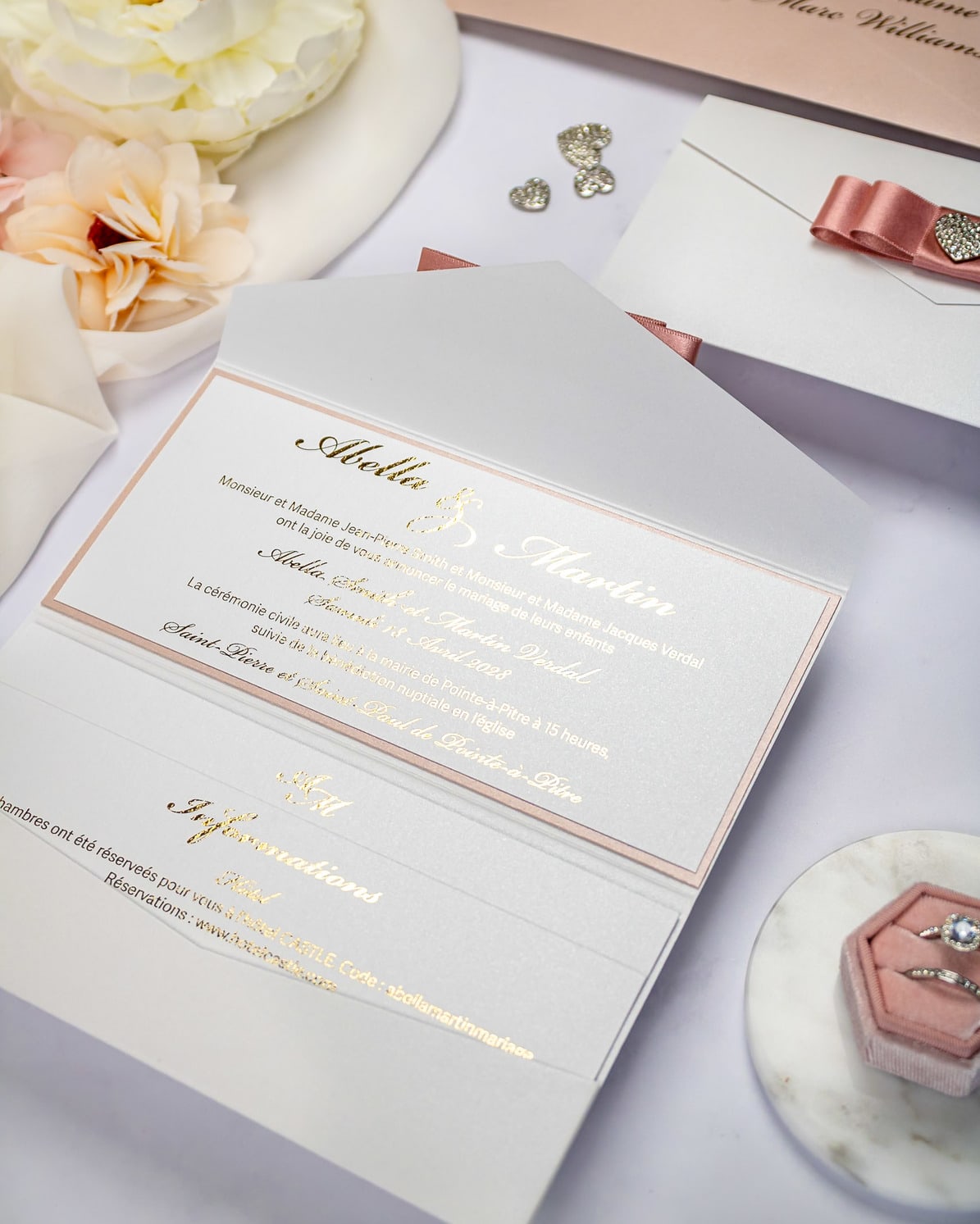 "Rachel" - Faire-part de mariage chic, élégant et romantique avec dorure or - Wedding stationery - Création Luxe Carterie Studio