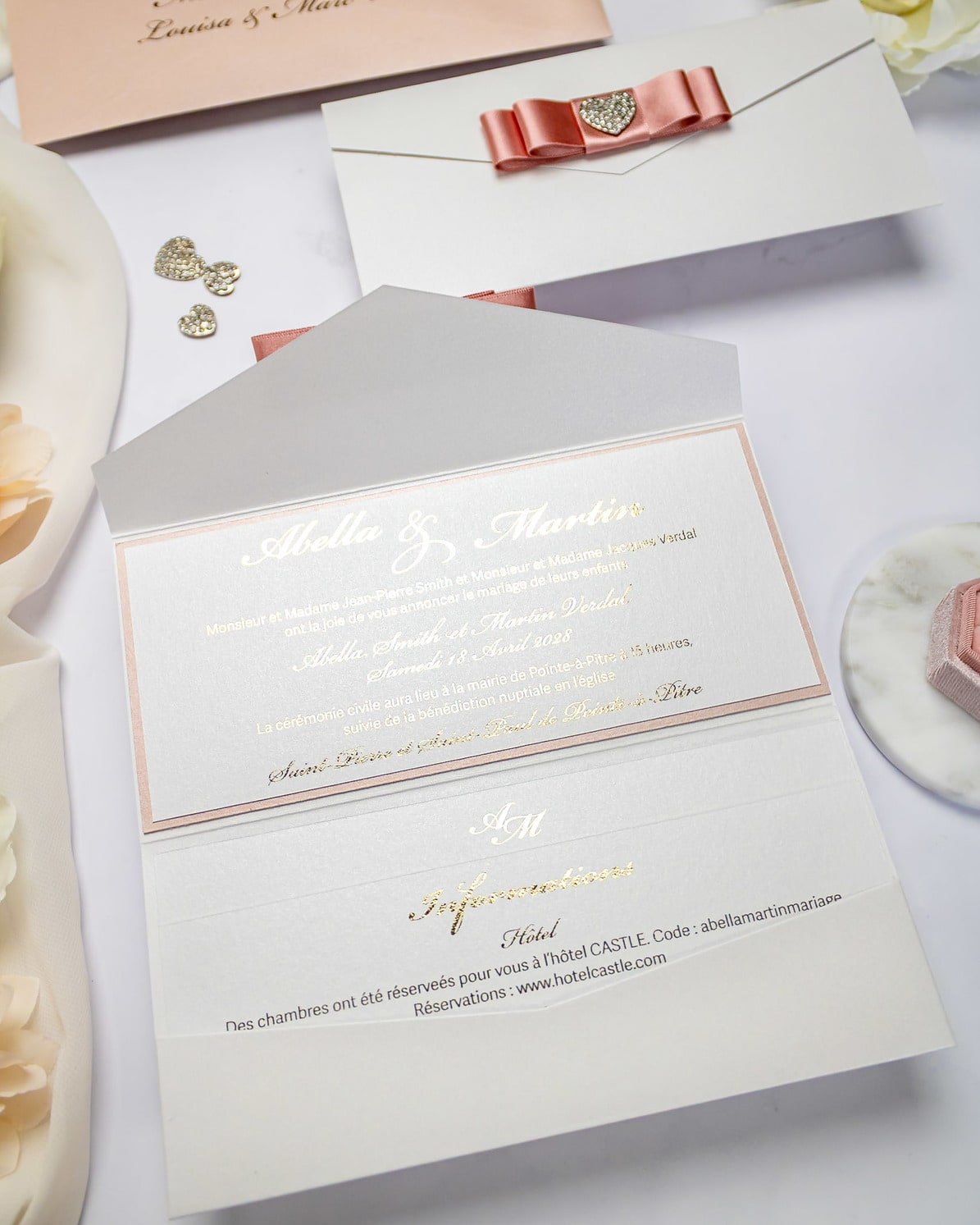 "Rachel" - Faire-part de mariage chic, élégant et romantique avec dorure or - Wedding stationery - Création Luxe Carterie Studio