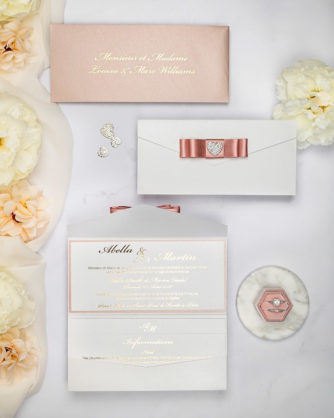 "Rachel" - Faire-part de mariage chic, élégant et romantique avec dorure or - Wedding stationery - Création Luxe Carterie Studio
