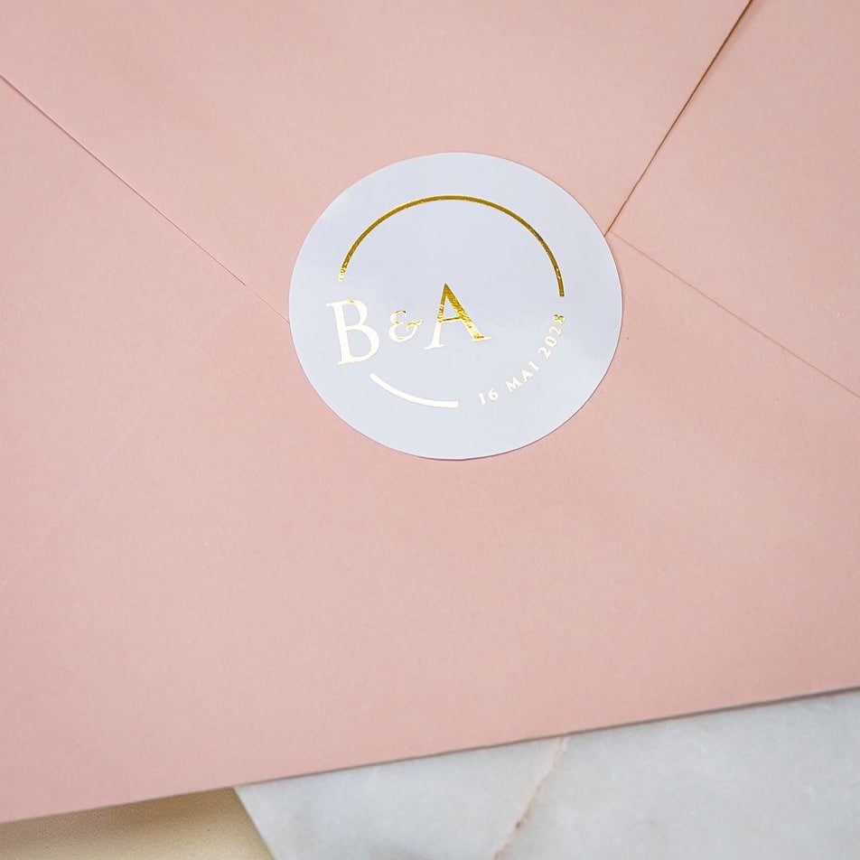 "Rita - Sticker" - Faire-part de mariage chic, élégant et romantique avec dorure or - Wedding stationery - Création Luxe Carterie Studio