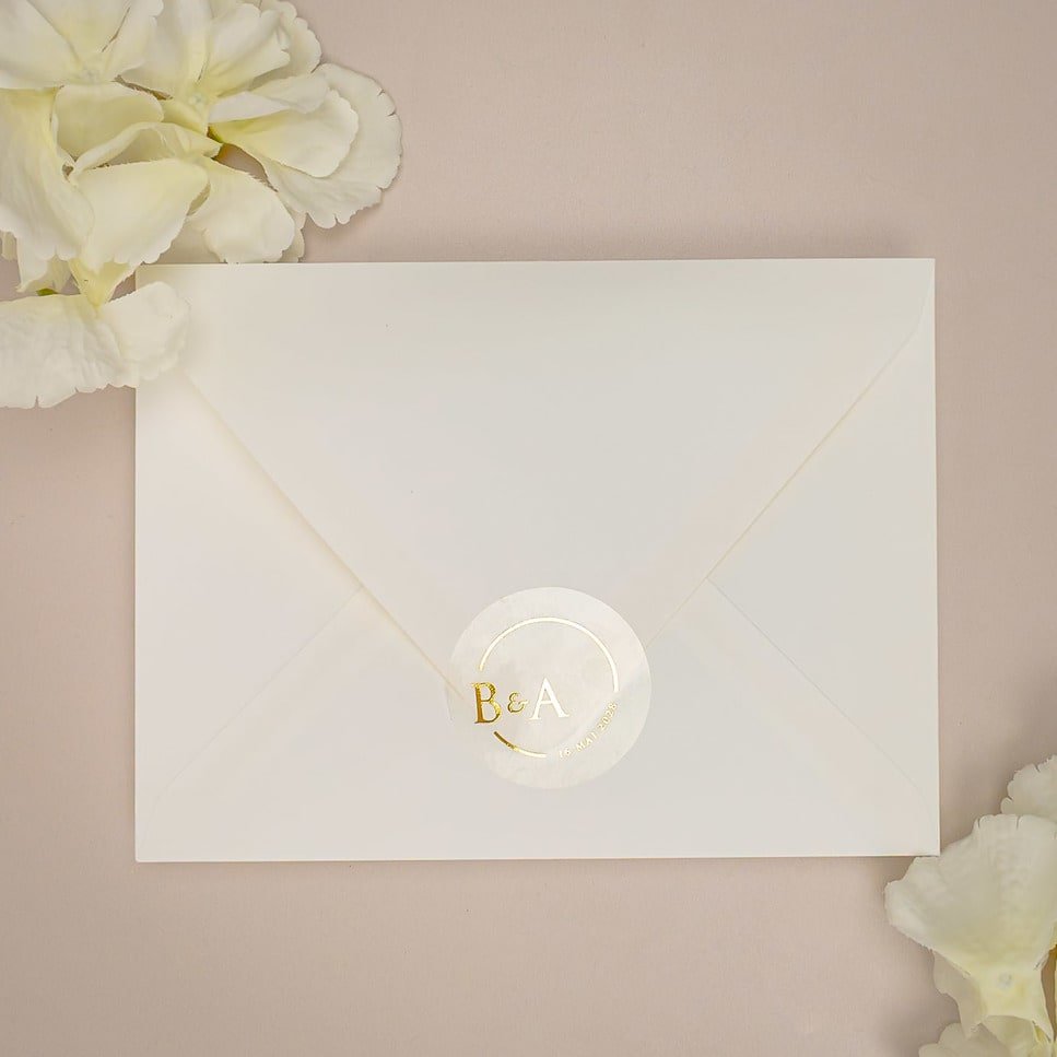 "Rita - Sticker" - Faire-part de mariage chic, élégant et romantique avec dorure or - Wedding stationery - Création Luxe Carterie Studio