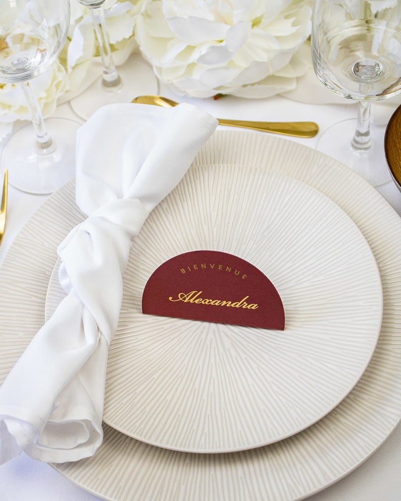 "Roma - Marque-place" – Marque-place chic, élégant et romantique avec dorure or pour réception de mariage – Papeterie de mariage - Wedding stationery - Création Luxe Carterie Studio
