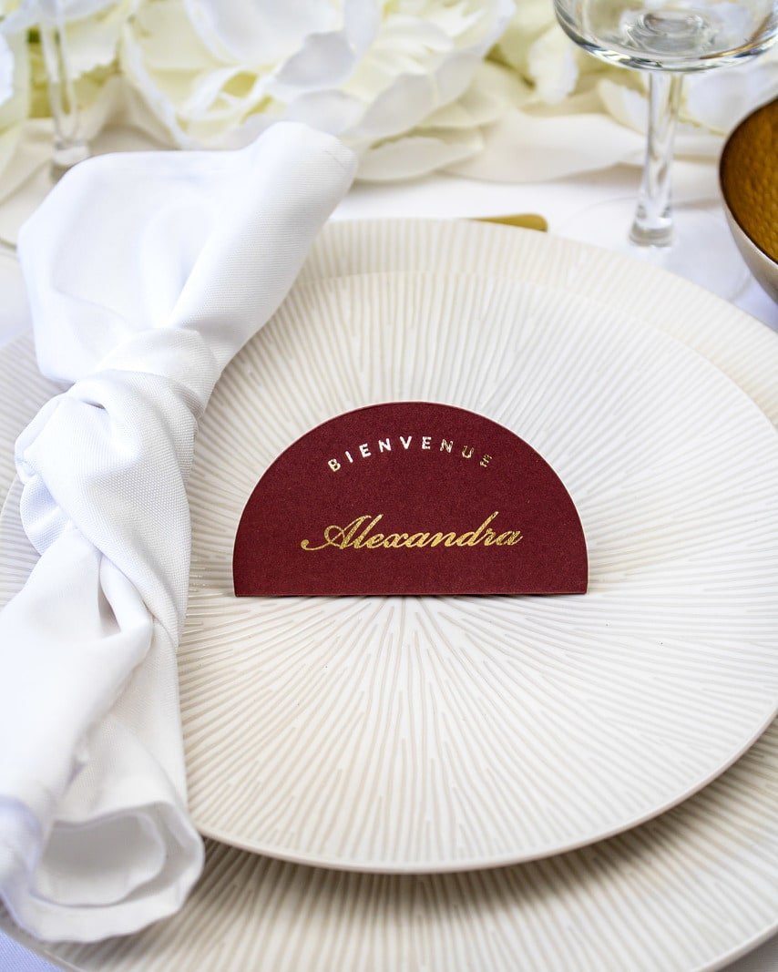 "Roma - Marque-place" – Marque-place chic, élégant et romantique avec dorure or pour réception de mariage – Papeterie de mariage - Wedding stationery - Création Luxe Carterie Studio