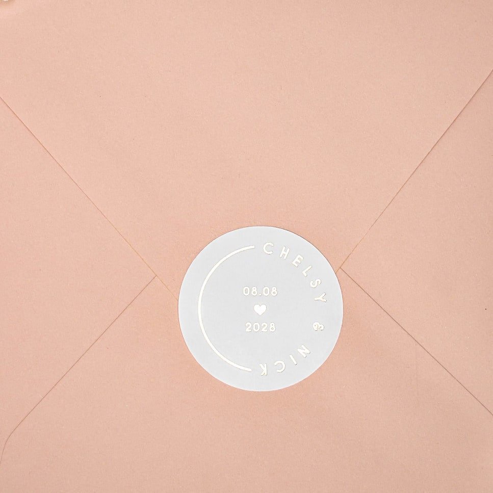 "Rosa - Sticker" - Faire-part de mariage chic, élégant et romantique avec dorure or - Wedding stationery - Création Luxe Carterie Studio