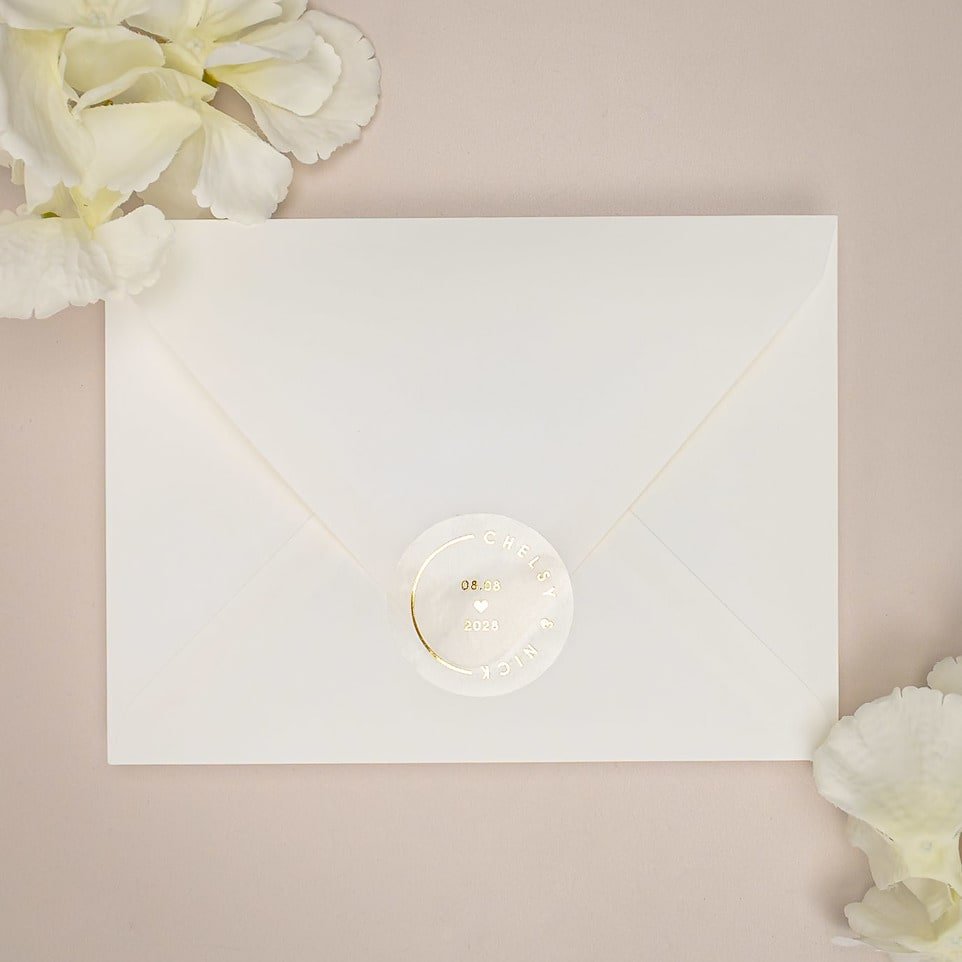 "Rosa - Sticker" - Faire-part de mariage chic, élégant et romantique avec dorure or - Wedding stationery - Création Luxe Carterie Studio