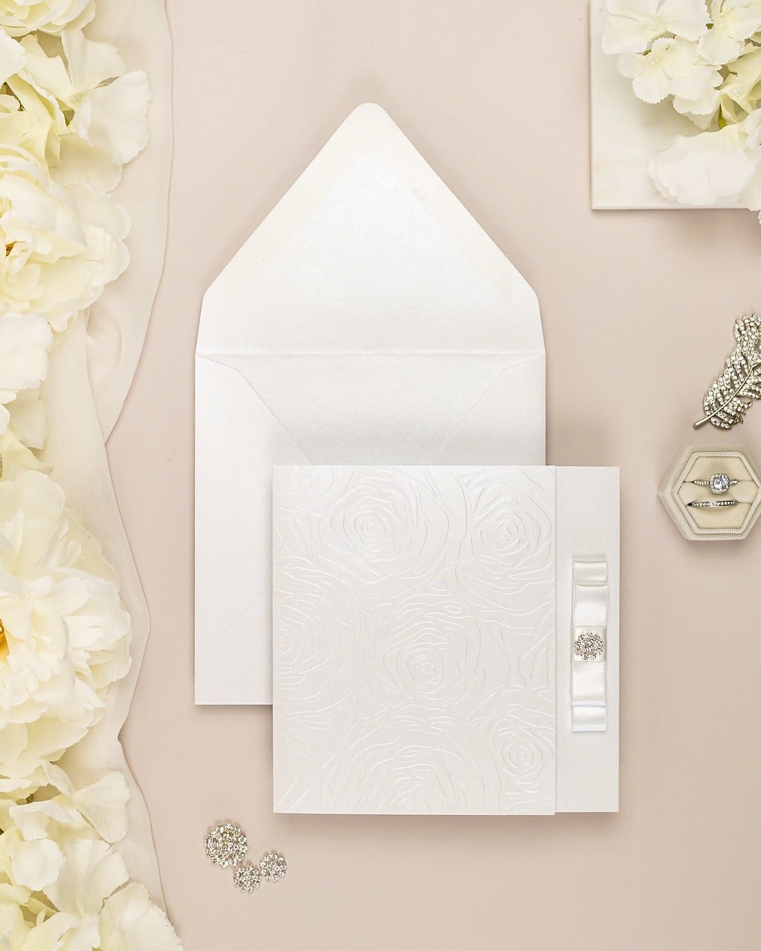 "Rosalie" - Faire-part de mariage luxueux, chic et élégant avec dorure argent – Wedding stationery - Création Luxe Carterie Studio