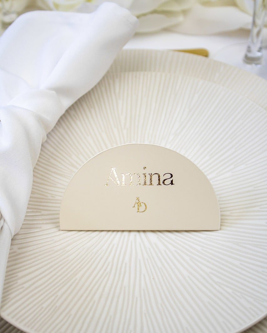 "Rossa - Marque-place" – Marque-place chic, élégant et romantique avec dorure or pour réception de mariage – Papeterie de mariage - Wedding stationery - Création Luxe Carterie Studio