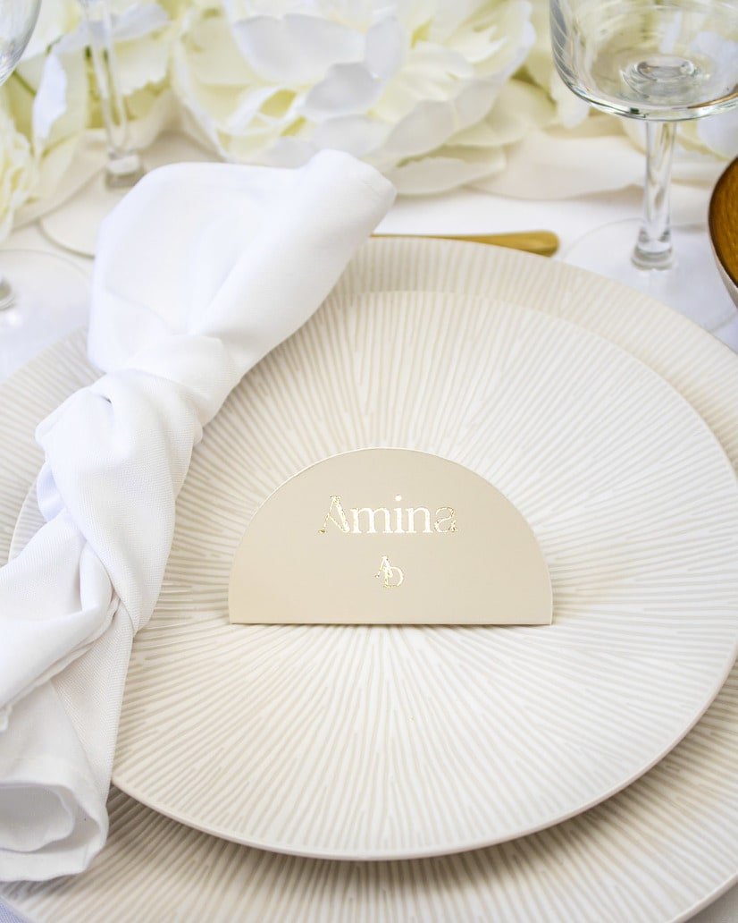 "Rossa - Marque-place" – Marque-place chic, élégant et romantique avec dorure or pour réception de mariage – Papeterie de mariage - Wedding stationery - Création Luxe Carterie Studio