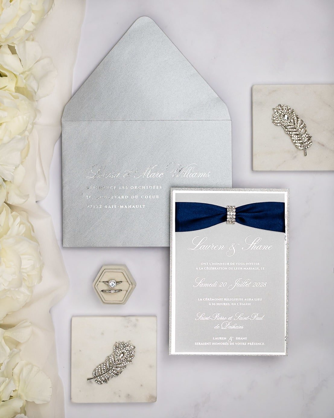 "Salma" - Faire-part de mariage chic, élégant et romantique avec dorure or - Wedding stationery - Création Luxe Carterie Studio