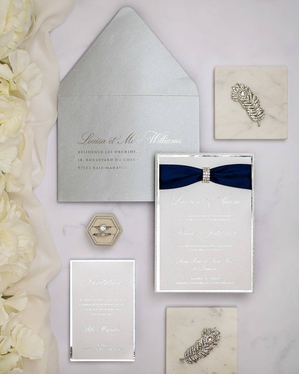 "Salma" - Faire-part de mariage chic, élégant et romantique avec dorure or - Wedding stationery - Création Luxe Carterie Studio