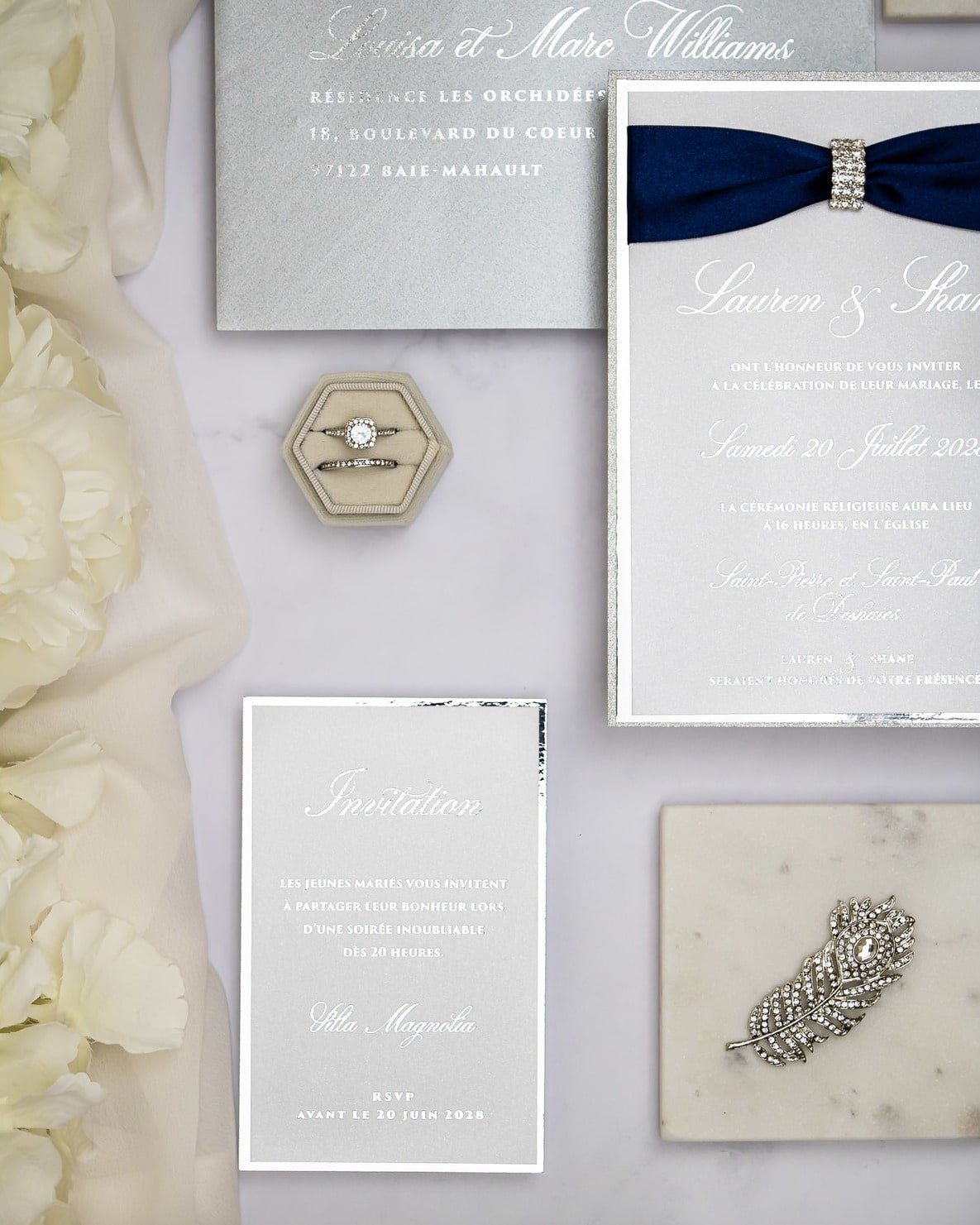 "Salma" - Faire-part de mariage chic, élégant et romantique avec dorure or - Wedding stationery - Création Luxe Carterie Studio