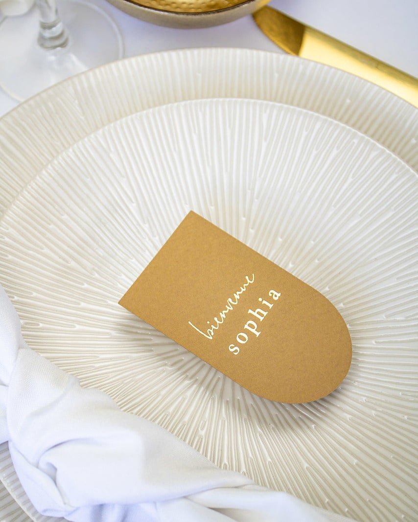 "Sama - Marque-place" – Marque-place chic, élégant et romantique avec dorure or pour réception de mariage – Papeterie de mariage - Wedding stationery - Création Luxe Carterie Studio