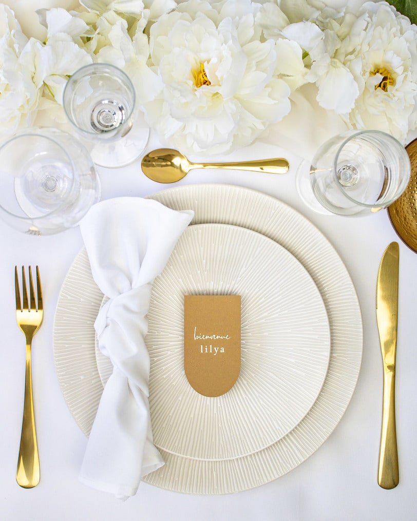"Sama - Marque-place" – Marque-place chic, élégant et romantique avec dorure or pour réception de mariage – Papeterie de mariage - Wedding stationery - Création Luxe Carterie Studio