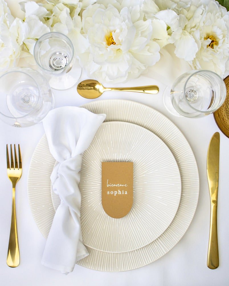 "Sama - Marque-place" – Marque-place chic, élégant et romantique avec dorure or pour réception de mariage – Papeterie de mariage - Wedding stationery - Création Luxe Carterie Studio