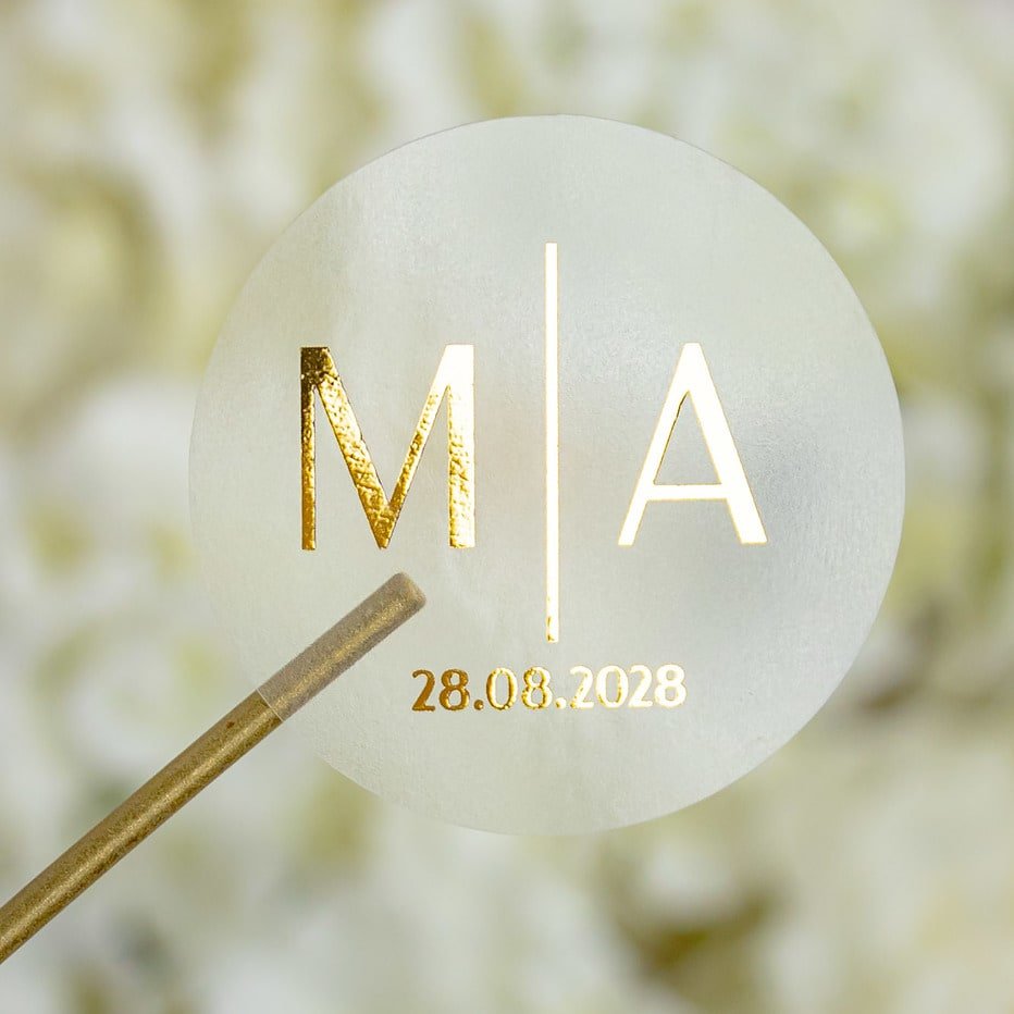 "Samona - Sticker" - Faire-part de mariage chic, élégant et romantique avec dorure or - Wedding stationery - Création Luxe Carterie Studio