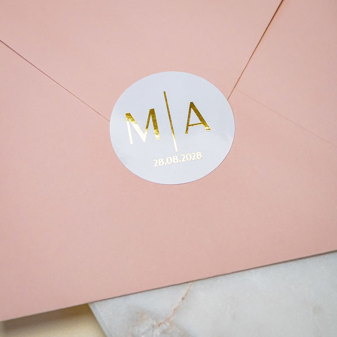 "Samona - Sticker" - Faire-part de mariage chic, élégant et romantique avec dorure or - Wedding stationery - Création Luxe Carterie Studio