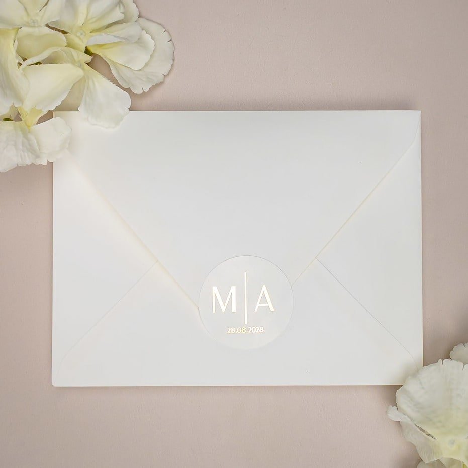 "Samona - Sticker" - Faire-part de mariage chic, élégant et romantique avec dorure or - Wedding stationery - Création Luxe Carterie Studio