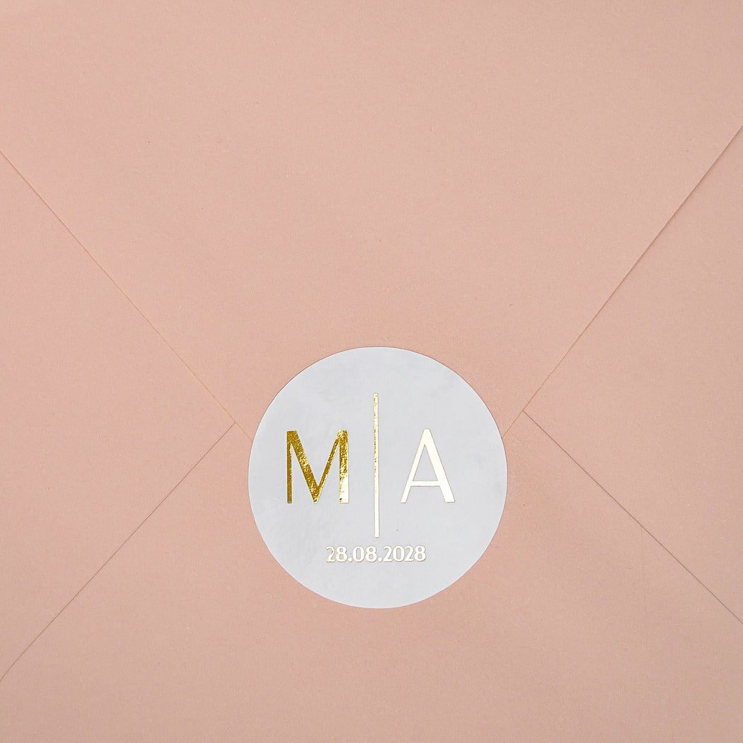 "Samona - Sticker" - Faire-part de mariage chic, élégant et romantique avec dorure or - Wedding stationery - Création Luxe Carterie Studio