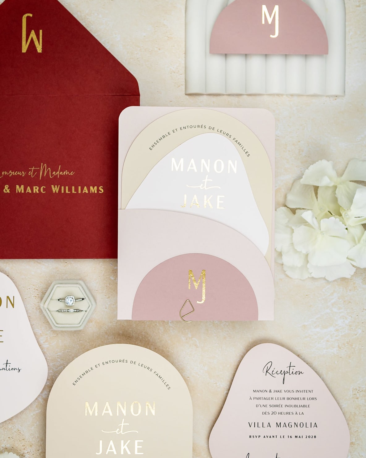 "Saphir" - Faire-part de mariage moderne, chic et élégant avec dorure or – Wedding stationery - Création Luxe Carterie Studio