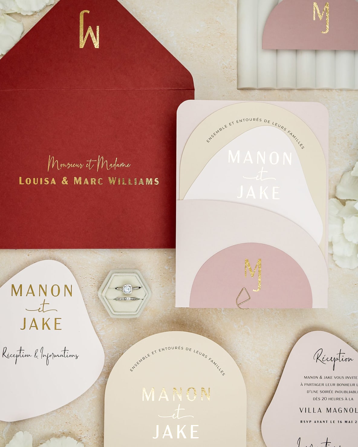 "Saphir" - Faire-part de mariage moderne, chic et élégant avec dorure or – Wedding stationery - Création Luxe Carterie Studio