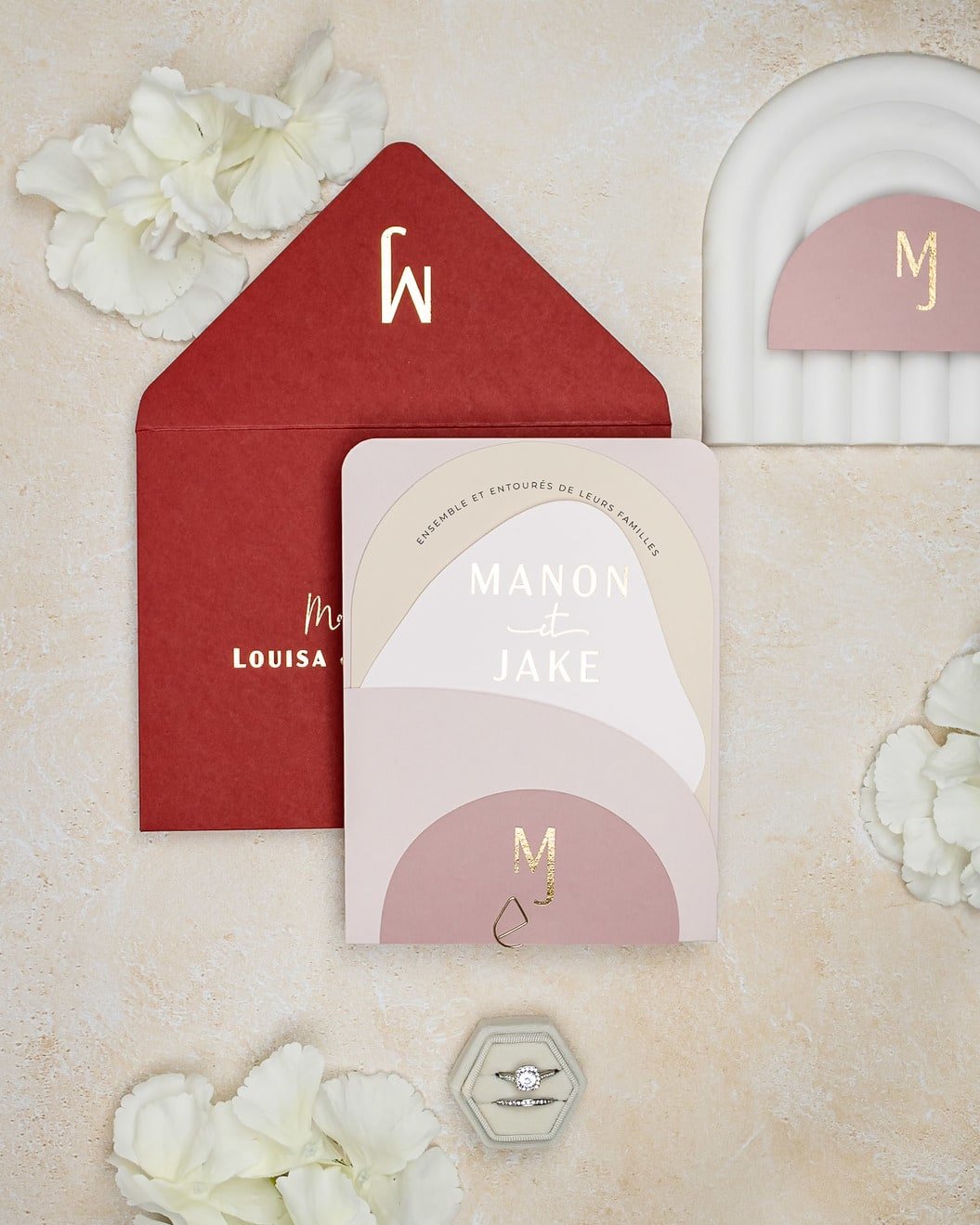 "Saphir" - Faire-part de mariage moderne, chic et élégant avec dorure or – Wedding stationery - Création Luxe Carterie Studio