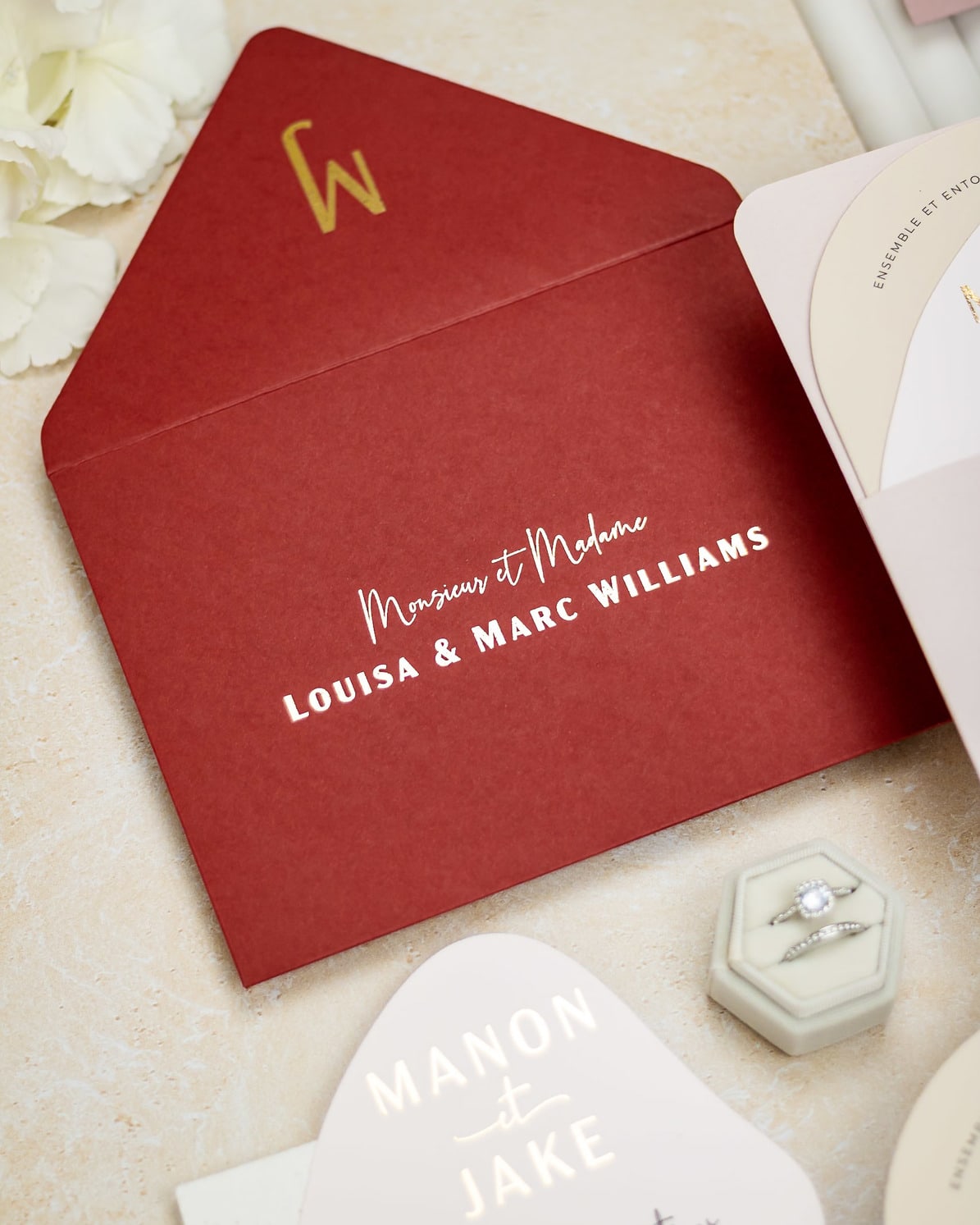 "Saphir" - Faire-part de mariage moderne, chic et élégant avec dorure or – Wedding stationery - Création Luxe Carterie Studio