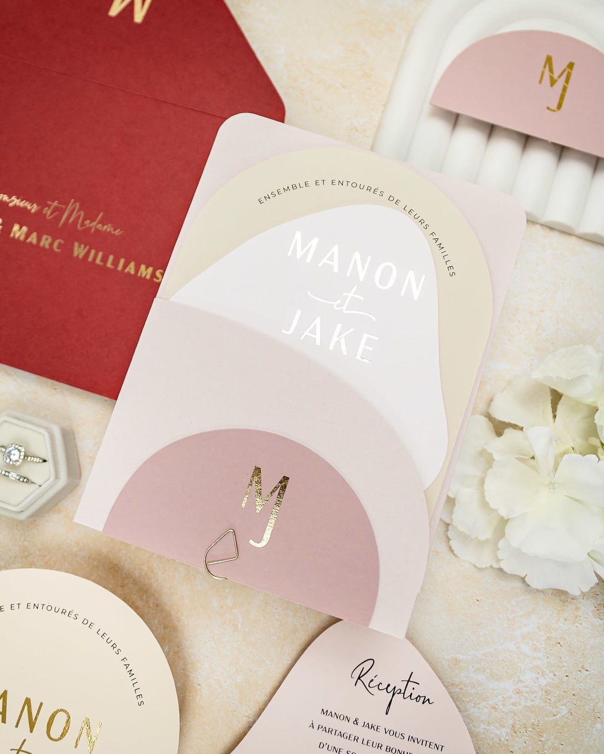 "Saphir" - Faire-part de mariage moderne, chic et élégant avec dorure or – Wedding stationery - Création Luxe Carterie Studio
