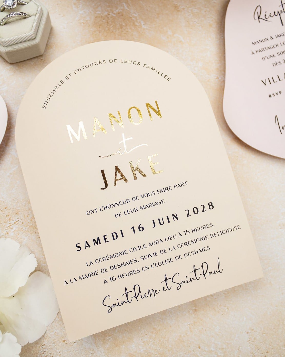 "Saphir" - Faire-part de mariage moderne, chic et élégant avec dorure or – Wedding stationery - Création Luxe Carterie Studio
